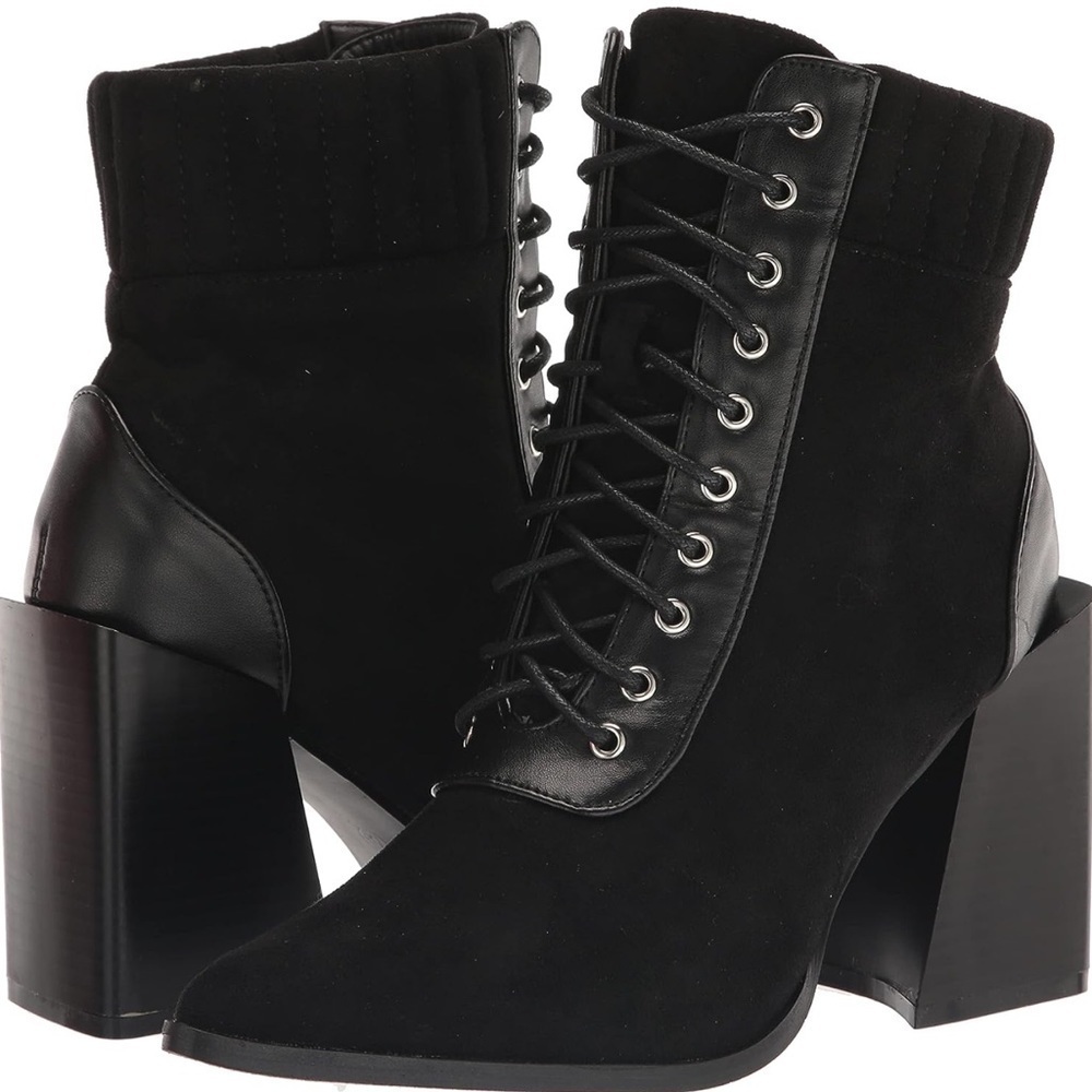 YOKI BLONDE-25 Lace Up Suede Heeled Bootie